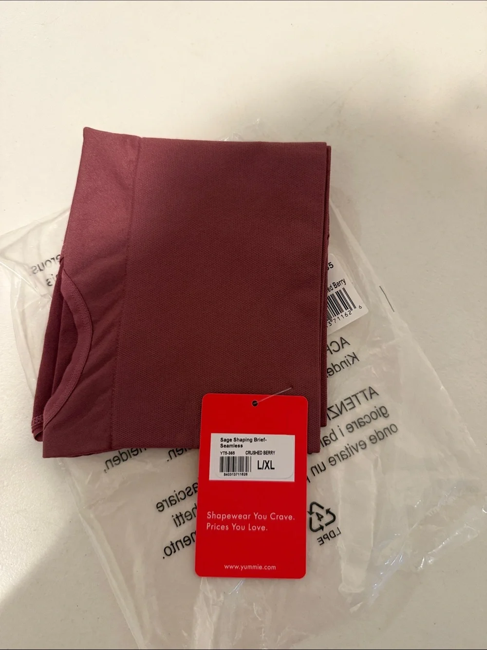 NWT Yummie Sage Shapewear Seamless Brief Crushed Berry L/XL Medium Hold Shaping